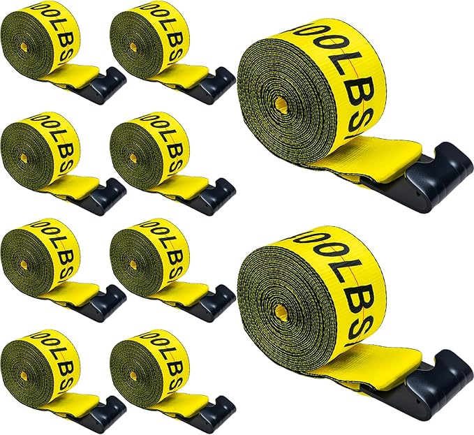 Cargo Straps for Trucks, 4 Inch x 30FT Truck Strap for Flatbed Trailer, Heavy Duty Tie Down w/Flat Hooks WLL# 5400lbs, Tie Down Winch Strap Flatbed Trailer (10 Pack)