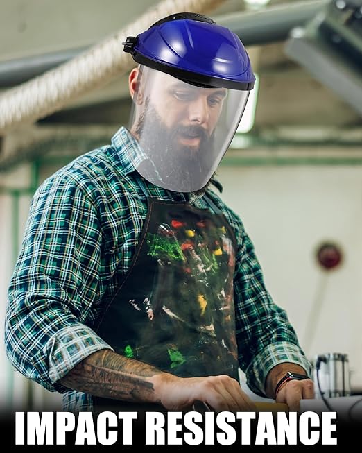 12 Pack Safety Face Shield for Grinding and Cutting, Full Impact Resistant Face Shield Mask for Work Chemical Woodworking (Blue)