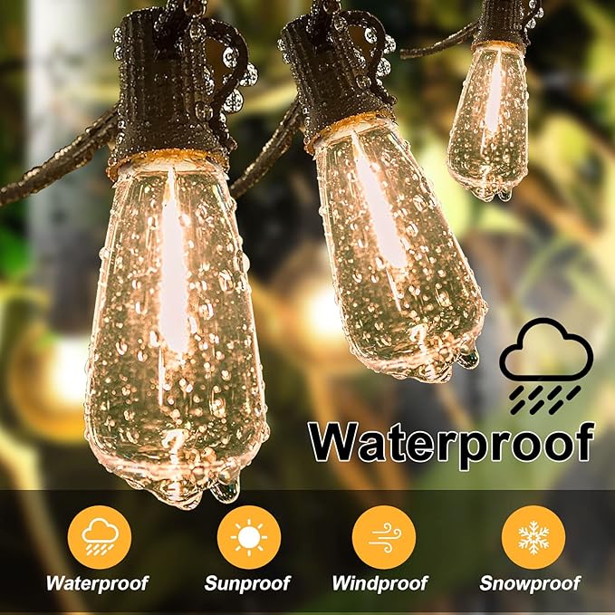 10 Pack Replacement Bulbs for Outdoor String Lights, ST40 Clear Edison Light Bulbs with 7W E17 Intermediate Screw Base Vintage Light Bulbs for Indoor Outdoor Christmas Patio Backyard Decor, Warm White