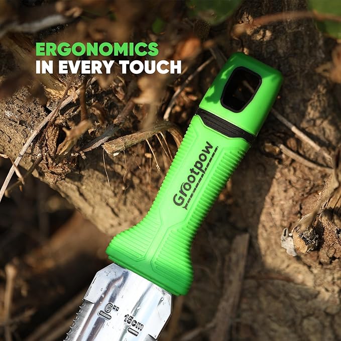 Grootpow GK01 Hori Hori Garden Knife, Full Tang Gardening Knife with 7.1" Stainless Steel Double-Edged Blade, Heavy Duty Gardening Hand Tool for Weeding and Gardening with Oxford Sheath - in Gift Box