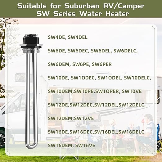 520900 RV Water Heater Element for Suburban RV SW Series Electric Water Heater, Replacement of 232794 520789 SU520789 Heating Element, Screw-in Gasket 1440W 120V with Wrench Socket