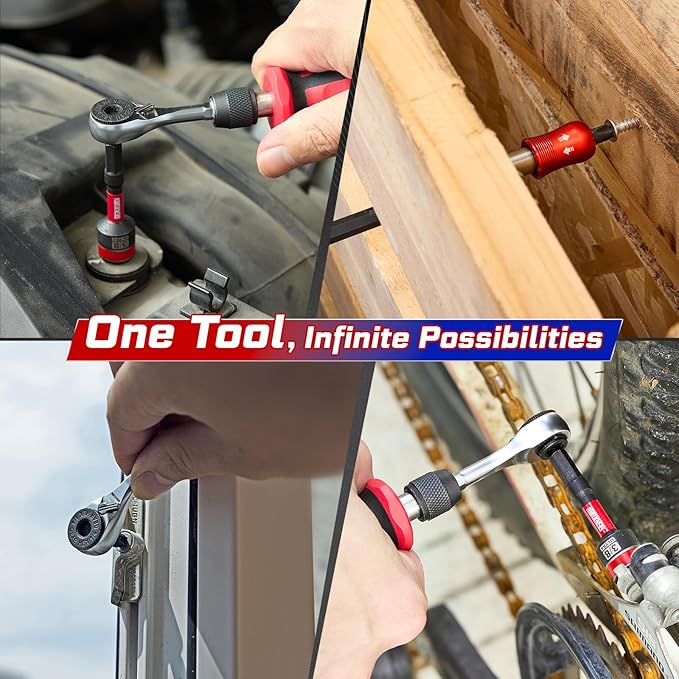 21 Pieces Tool Kit Include Mini Rachet Wrench, S2 Steel Screwdriver Bit, Mini Screwdriver Handle, Magnetic Locking Bit Holder and Nut Driver, Portable Hand Tools Set for Repair