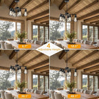 6-Light Black Chandelier,Farmhouse Chandelier for Dining Room Light Fixtures Over Table,21.7" Industrial Hanging Pendant Lighting with Metal Cage Shade for Kitchen Island Entryway Foyer Bedroom