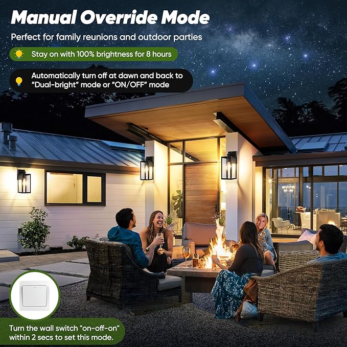 2-Pack Upgraded Motion Sensor Outdoor Wall Lights, Dusk to Dawn Porch Lights Outdoor Wall Sconce Lantern, 3 Lighting Modes Exterior Lighting Fixtures, Bronze Outside Lights for House Front Door Garage