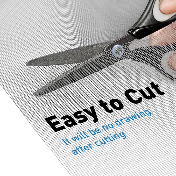 Window Screen Replacement Kit, 59"W × 106"L Durable Polyester Adjustable Screen Mesh with Retainer Spline (32ft) for DIY Project Window Screen Door Screen Replacement & Repair, Grey