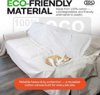 Canvas Drop Cloths 4' x 12', Pack of 4 - Reusable & Eco-Friendly Painters Drop Cloth for Furniture, Surfaces & Floor Protection - 100% Recycled Cotton Canvas Tarp for Home Renovation by IDL Packaging
