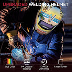 ARCCAPTAIN Welding Helmet Auto Darkening, 1/1/1/1 True Color Welding Hood, 4 Arc Sensor 1/25000s Response Time Solar Powered Weld Hood Helmet, Holiday