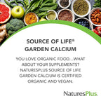 Natures Plus Source of Life Garden Calcium - 120 Vegan Capsules, Pack of 2 - Vegetarian, Gluten Free, Certified Organic - 60 Total Servings