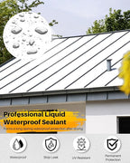 Waterproof Sealant - 2 Gallon, White, Multi-Surface Leak Repair Coating, Indoor & Outdoor Polyurethane Waterproof Coating, Crack & Leak Fix, Durable Water-Based Rubber Sealant, Easy to Apply