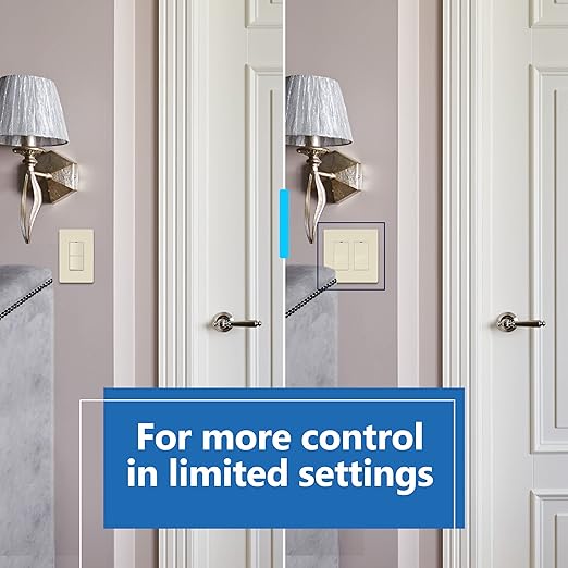 LIDER Minimalist Design Matte Finish Lighted Double Switch, Combination Frameless Decorator Switch with Locator Light, Ground Terminal, Single Pole, 15A 120-277V, UL Listed, LCS2-1P-LA, Light Almond