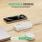 Surge Protector Power Strip - 8 AC Outlets & 6 USB Ports (4A/2C), 1080J Extension Cord with Multiple Outlets, 2-Sided Outlet Extender, 5FT Extension Cord, Wall Mount for Travel, Dorm Room
