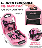 157 Piece Pink Tool Set for Women, Lady's Home Repairing Tool Kit with 13-Inch Wide Mouth Open Storage Tool Bag