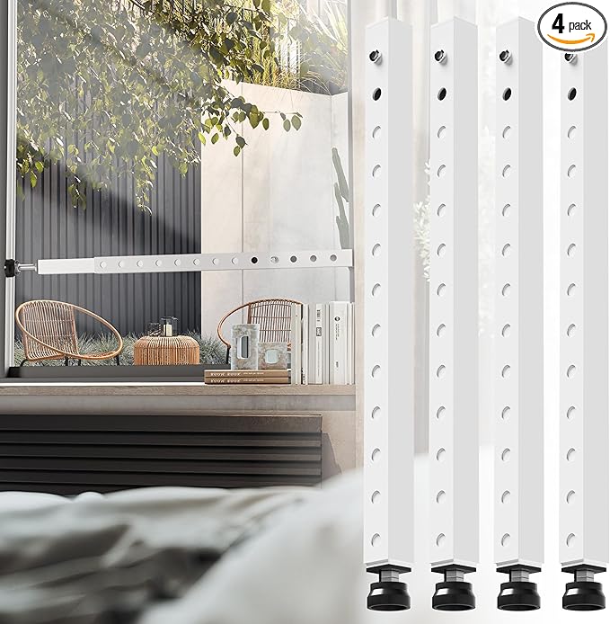 Window Security Bars Adjustable, Window Bars Security Inside Vertical, Heavy Window Ac Lock Bar with Rubber Feet for Up and Down Windows, 17-33 inch Double Hung Window Stopper -4 PCS Patented