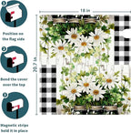 Buffalo Plaid Daisy Mailbox Covers - Magnetic, Waterproof, Spring/Summer Floral Designs - Standard Size 21 x 18 Inch - Farmhouse Welcome Cover - Garden/Yard Decor