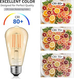 MASTERY MART 90 Pack Dimmable Vintage E26 LED Light Bulb, 2200K Warm White 5.5W (60 Watt Equivalent), Glass ST21 Antique Edison Style, 500LM, Decorative Filament Bulb, UL and Energy Star