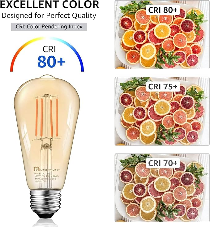 MASTERY MART 36 Pack Dimmable Vintage E26 LED Light Bulb, 2200K Warm White 5.5W (60 Watt Equivalent), Glass ST19 Antique Edison Style, 400LM, Decorative Filament Bulb, UL and Energy Star