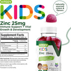 Zinc for Kids Gummies, 25mg - Immune Support for Kids & Teens - Powerful Natural Antioxidant, Kids Zinc Vitamin Supplement - Vegan, Gelatin Free, Gluten Free - Tasty Chewable Berry Flavor Gummy