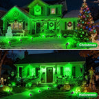 Halloween Green Landscape Spotlights, 14 LED Landscape Lighting with US Plug, IP65 Waterproof Outdoor for Tree Yard Garden Pathway Christmas Decor, 4 Pack