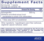Pure Encapsulations Ashwagandha - 500 mg Ashwagandha Extract - Metabolism & Stress Support - Immune Support - GMO Free & Vegan - 60 Capsules