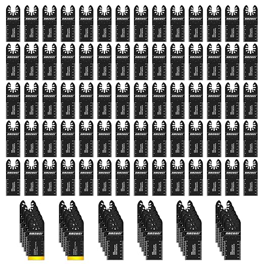 100Pcs Oscillating Tool Blades, Professional Universal Oscillating Saw Blades Wood Metal Cutting, Multitool Blades Compatible with Dewalt, Milwaukee, Dremel, Ryobi, Bosch