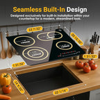 K&H 4 Burner 24 Inch Built-in Electric Stove Top Radiant Ceramic Cooktop SLIDER Touch Control 240V 7200W CE24-7206SL