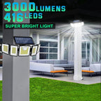 Solar Outdoor Lights Motion Sensor Waterproof - 416 LEDs 3000 Lumens Super Bright Solar Flood Security Light for Porch Yard Patio Garage, 3 Brightness 3 Modes (1 Pack 416LEDs)