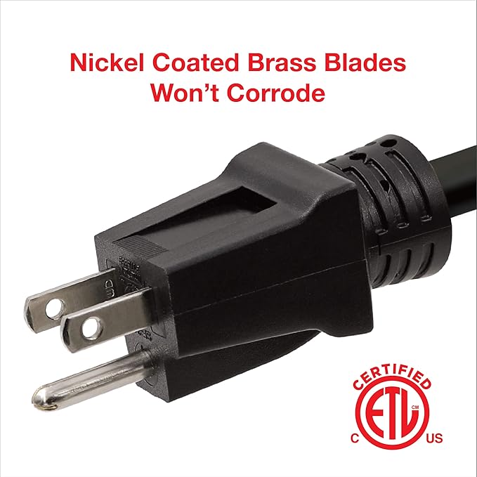 Clear Power 8 ft Indoor/Outdoor Extension Cord 16/3 SJTW, Black, Water & Weather Resistant, Flame Retardant, 3 Prong Grounded Plug, CP10122