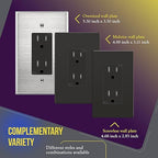 ENERLITES, Dark Bronze Elite Series Decorator Receptacle Outlet Child Safe Tamper-Resistant, Self-Grounding, 2-Pole, Residential Grade, 15A 125V, UL Listed, 61501-TR-DB