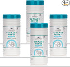 4 Pack Surface Cleaning Wipes Bleach Free, All-Purpose Cleaner for Bathroom, Kitchen, Office, 300 Count Canister, 7.5" x 7" Sheet, Fresh Scent, Lint Free & Durable