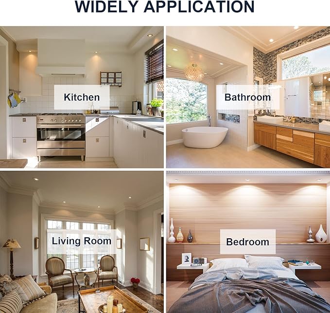 Sublimation 3 Inch led recessed Light 1 Packs,Waterproof recessed Lights for Shower，Ultra-Thin 10w with Junction Box,3 Colors Adjustable,Suitable for Bathroom,Parlor,Bedroom,Kitchen,Balcony