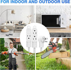 3 Prong Power Extension Cord with Multiple Outlets 50 FT, 16/3 Gauge Multi 3 Outlet Wire, 90 Degree Angled Male Plug, 16 AWG Grounded Wire (13A 125V 1625W), ETL Listed, White Cable with 25 Cable Ties