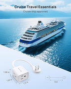 TROND 2 Prong to 3 Prong Flat Outlet Adapter with 6 Inch Cord, 3 Way Flat Plug Extension Outlet Extender, Multi Plug Wall Splitter, for Non-ground Socket in Old Home Office Hotel Travel, White