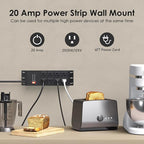 JUNNUJ Heavy Duty 20 Amp Surge Protector 4800J, Garage Metal 8 Outlets 12 Gauge, High Amp 5-15P Adapter Shop 6-20R T-Slot Industrial Outlet, 4 FT Extension Cord Commercial for Appliance