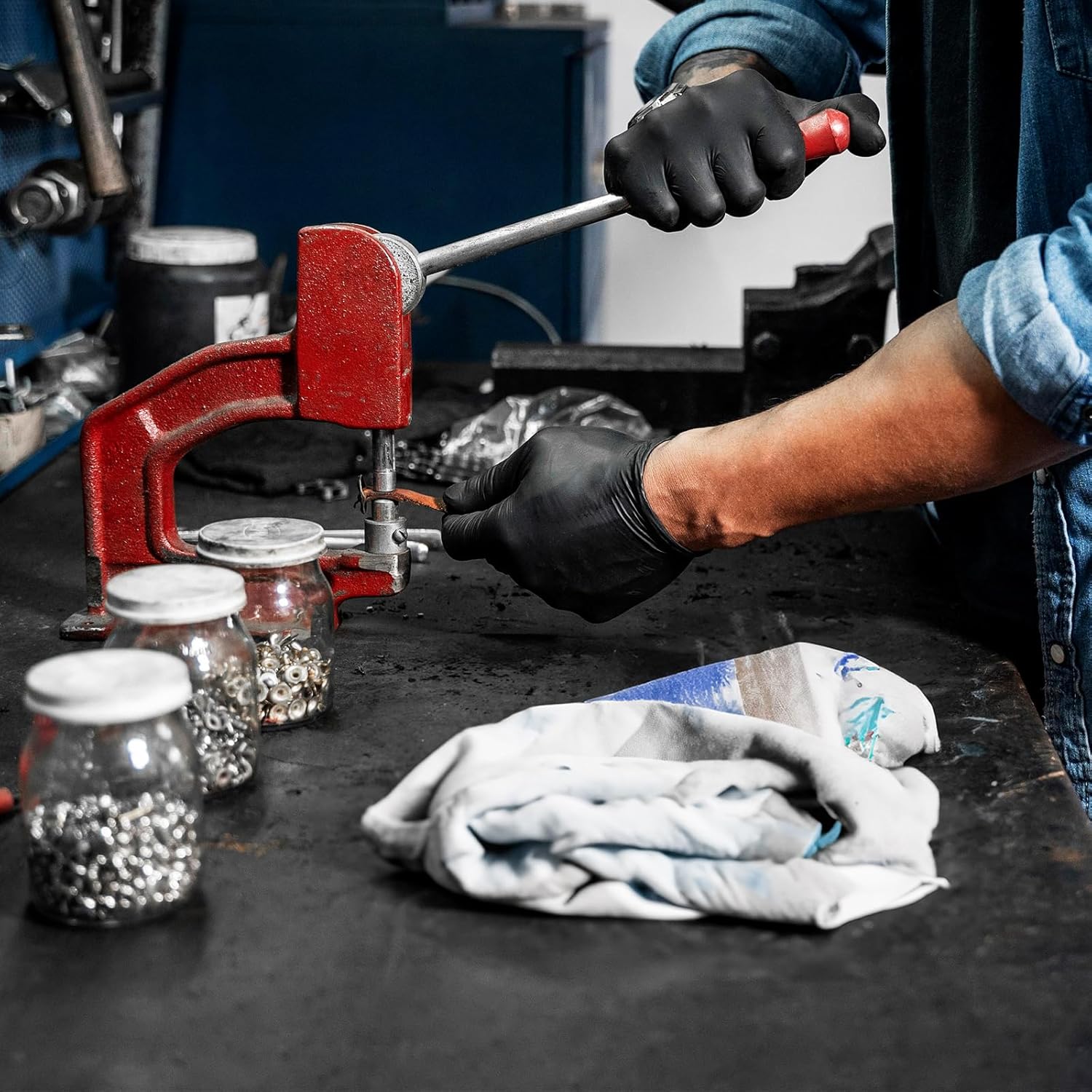 Tomorotec Recycled Multipurpose Industrial Wiping Cloths (50 lbs) Assorted Colors, Eco-Friendly Colored T-Shirt/Knit Cleaning Rags for Grease, Oil Removal & More