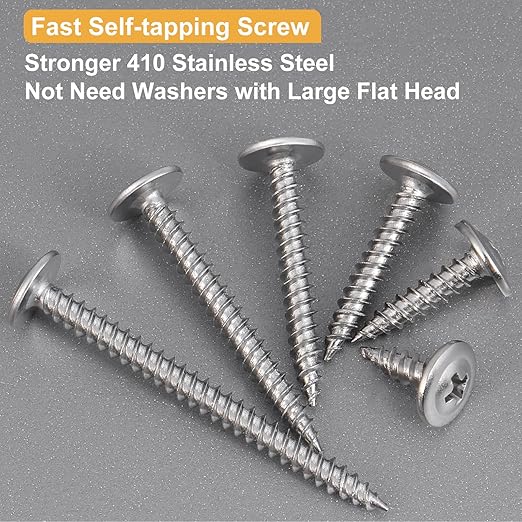 165Pcs #8 Modified Truss Head Wood Screws Assortment Kit, Stainless Steel 410 Quick Metal Self Tapping Screws, 6 Sizes (1/2", 3/4", 1", 1-1/4", 1-1/2", 2")