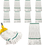 6 Pack Heavy Loop End Cotton String Mop Head Heavy Duty Mop Head Commercial Refills Mop Head Replacement for Home Industrial Commercial Floor Cleaning(White, Green)