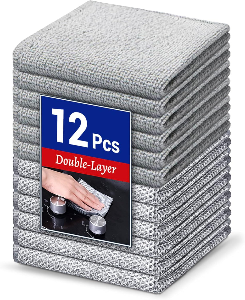 12PCS Non-Scratch Multipurpose Steel Wire Dishcloths - Reusable Quick-Dry Odor-Free Scrub Cloths for Dishes, Kitchen Cleaning Cloths for Cookware, Sinks, Stove Tops(9.84X9.84)