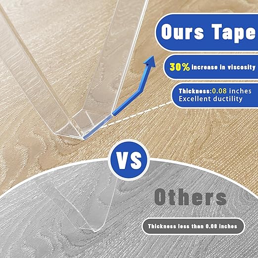 dosun Double-Sided Tape, 0.08Inch Thick Heavy Duty Enhanced Transparent Adhesion Tape. 2 Rolls Reusable Mounting Tape, Nano Tape for Poster Carpet Picture Hanging Strip Rug Wall Outdoor (20FT)