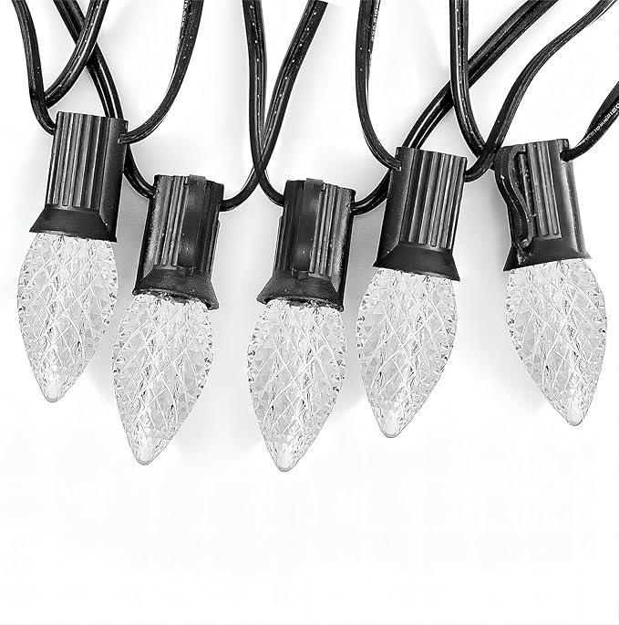 Meconard C7 Led Replacement Christmas Light Bulbs, C7 Shatterproof Led Bulbs for Christmas Indoor Outdoor String Lights, E12 Candelabra Base, Commercial Grade Holiday Bulbs, Warm White, 25 Pack