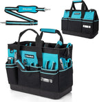 DURATECH 16-Inch Heavy Duty Tool Bag with Waterproof Hard Bottom, Tool Bag Organizer Wide Open Mouth with 18 Pockets, Portable Toolbag for Men Mechanic Electrician Plumber HVAC