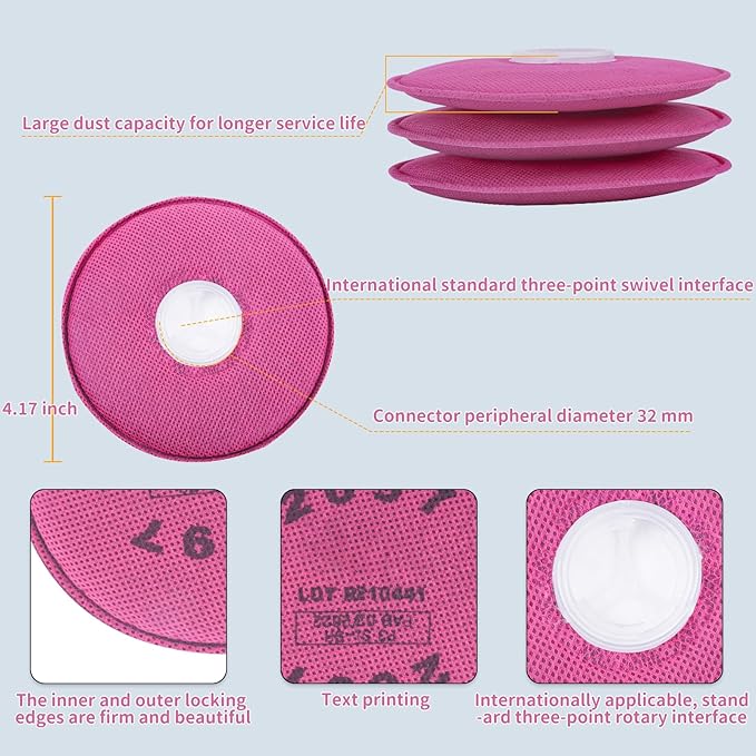 2097 Respirator Filters (20Pcs/10Pairs), Respirator Cartridges with Activated Carbon Layer, Filter for 6200, 6502, 6800, 7502 Respirator, for Against Particulate, Dust, Organic Vapor, Painting