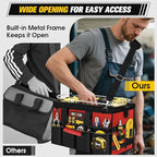 16-Inch Heavy Duty Tool Bag, 19-Pockets Tool Box Organizer, Portable Toolbag W/Soft Handle for Organized Storage, Mechanic Gifts for Men Dad Husband Him Christmas, Wide Mouth Toolbox Organization, Red