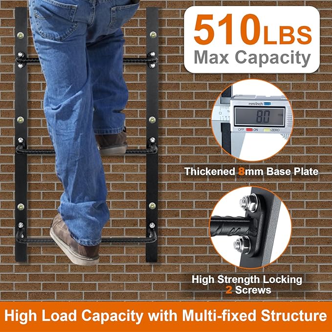 3-Rung Window Well Ladder Straight, Heavy Duty Steel Fire Escape Ladder, Basement Egress Window Ladder 34.2" Lx17.9 W, High Load-Bearing Capacity, Black