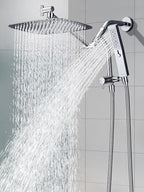G-Promise All Metal 12 Inch Shower Head with Massage Mode Handheld, Rain Shower Head with Handheld Spray Combo, 3-Way Diverter with Pause Setting, 11 Inch Adjustable Extension Arm (Chrome)