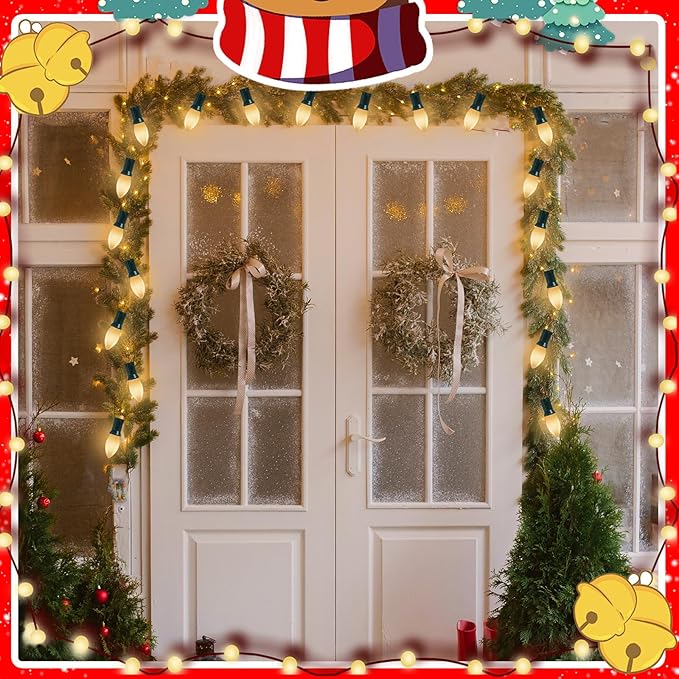 25 Pack C9 Christmas White LED Light Bulb,Vintage Warm White Plastic C9 Replacement Bulbs Shatterproof C9/E17 Intermediate Base 0.6 Watt Great for Night Lights Christmas Outdoor String Lights