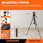 JORGENSEN Laser Level with Tripod, 100 FT Dual Modules Self Leveling Cross Line Laser Leveler Tool with 360° Magnetic Base, Green Laser Level for Picture Hanging, Tile, Home Renovation, Indoor Project