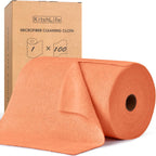 KitchLife Microfiber Cleaning Cloth Roll, 100 Pack - Tear-Away Microfiber Paper Towels, Lint-Free, Reusable, Washable for Kitchen, Car, Dishes, and Sensitive Surfaces (Coral)