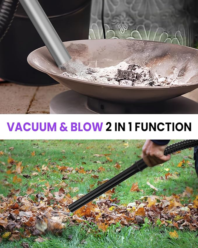 Ash Vacuum for Pellet Stoves: 5.2 Gallon Fireplace Ash Vac with 1200w Powerful Suction & Wheeled Base - Ash Vacuum Cleaner for Fireplaces, Pellet Grill, Wood Stove, Fire Pits