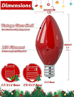 SUNSGNE Christmas Replacement Light Bulbs, C7 LED Ceramic Glass Multicolor Christmas Bulbs, 25 Pack, C7/E12 Candelabra Base, 0.6 Watt