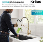 KRAUS Torak Pull Down Kitchen Faucet in Spot-Free Stainless Steel with Commercial Style Spring Spout, 2 Function Sprayer, Pre-Attached Water Lines, and Mounting Hardware, KPF-2635SFS